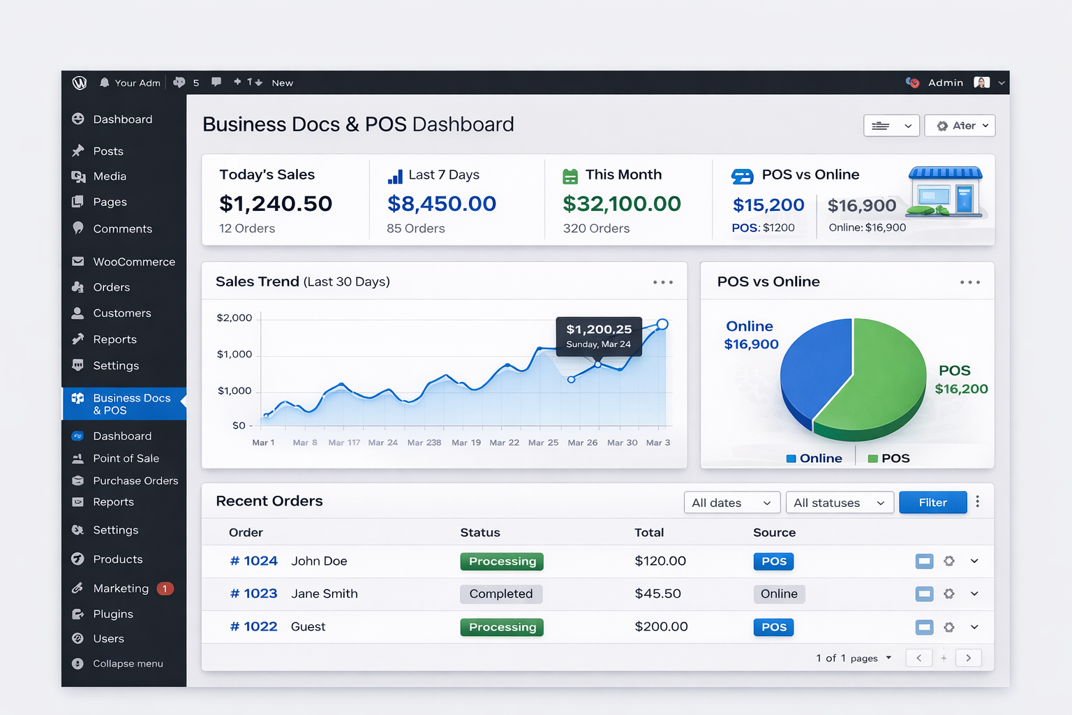 WooCommerce POS and Document Suite Interface